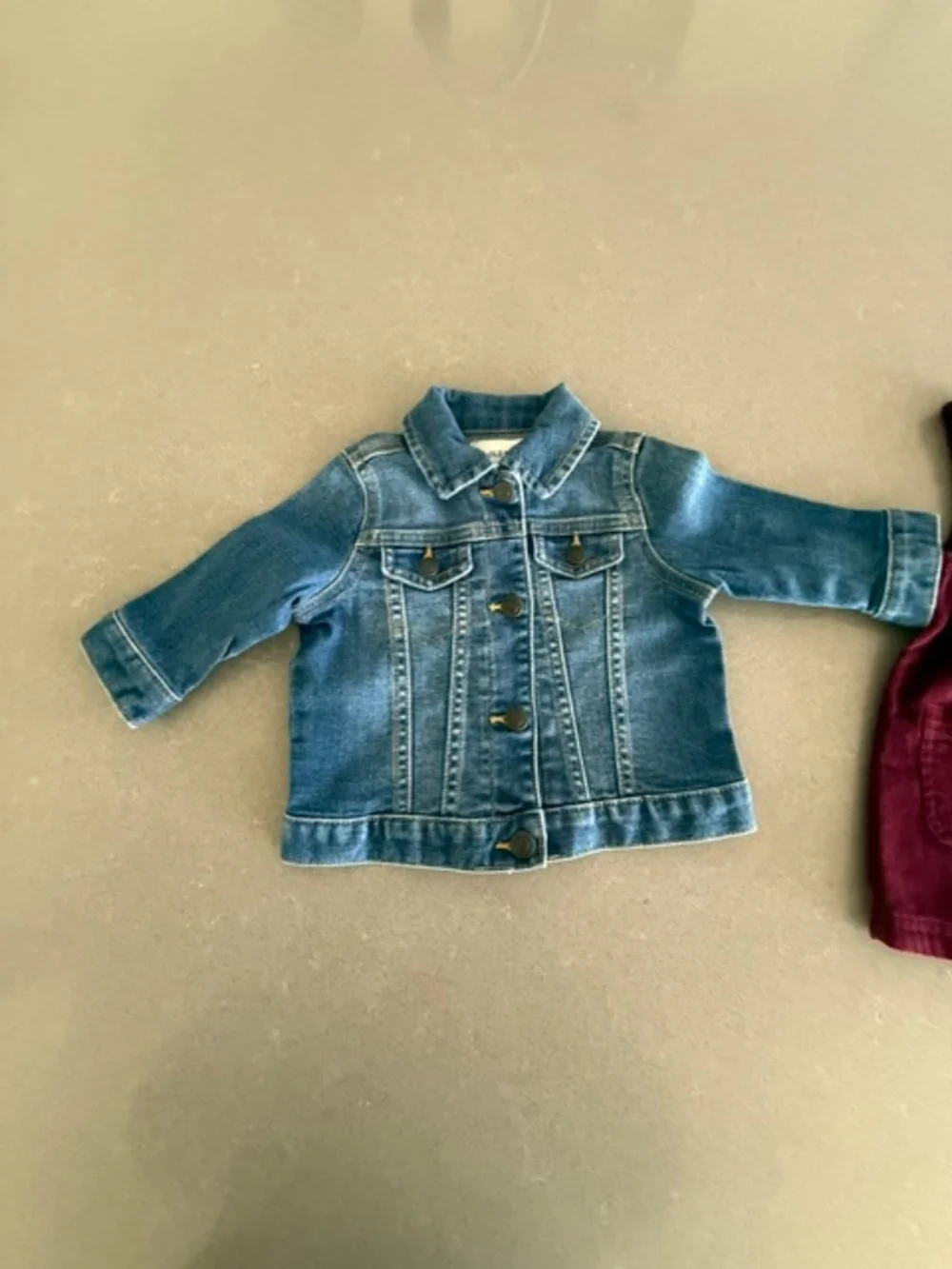 NWT/NWOT Baby Old Navy 6-12M Dark Wash Denim Jean Jacket & Maroon Dress